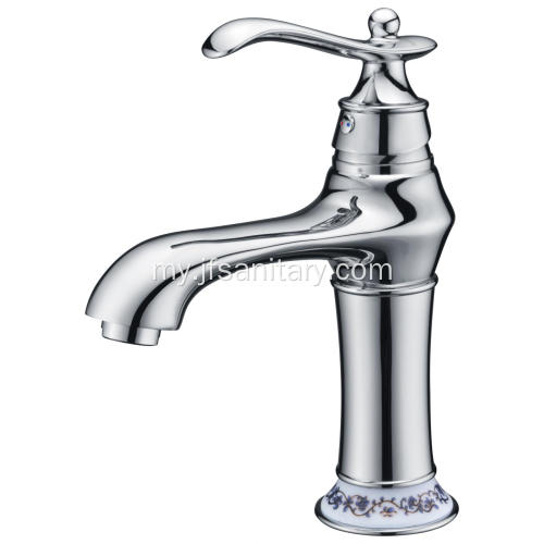 ကြွေကွင်းနှင့်အတူ Chrome တစ်ခုတည်းအပေါက် basin faucet